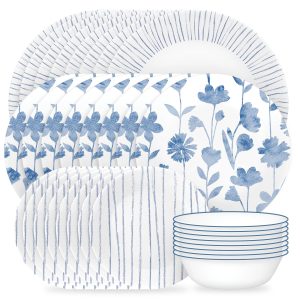 Corelle® Botanical Stripes 32-piece Dinnerware Set. Service for 8